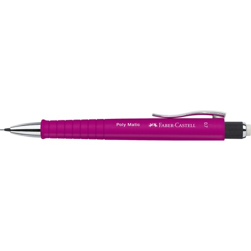 Druckbleistift POLY-MATIC 0,7mm pink autom.Minenvorschub Faber Castell 133328 mit Soft-Touch Oberfläche Produktbild Front View L