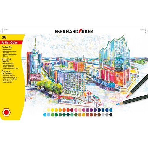 Farbstifte Artist Color Metalletui farbig sortiert Eberhard Faber 516136 (ETUI=36 STÜCK) Produktbild Front View L