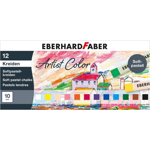Soft-Pastellkreiden Kartonetui farbig sortiert Eberhard Faber 522512 (ETUI=12 STÜCK) Produktbild Front View L