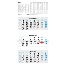Dreimonatskalender 2024 32x70cm schwarz/blau Zettler 953-0015 Produktbild