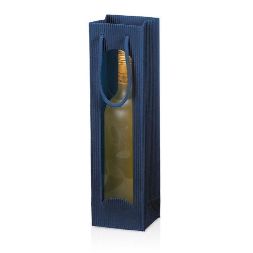 Tragetasche dunkelblau Für 1 Flasche mit Fenster Famulus 660102 Produktbild Front View L