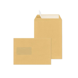 Versandtasche mit Fenster C5 162x229mm mit Haftklebung 90g braun Natron Recyclingmaterial (PACK=500 STÜCK) Produktbild