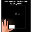 Etiketten Inkjet+Laser+Kopier 70x42,3mm auf A4 Bögen weiß Zweckform 3652-10 (PACK=210 STÜCK) Produktbild Additional View 8 S