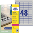 Typenschild-Etiketten Laser+Kopier 45,7x21,2mm auf A4 Bögen silber Polyester Zweckform L6009-8 (PACK=384 STÜCK) Produktbild