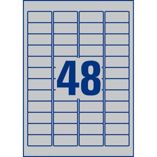 Typenschild-Etiketten Laser+Kopier 45,7x21,2mm auf A4 Bögen silber Polyester Zweckform L6009-8 (PACK=384 STÜCK) Produktbild Additional View 2 L