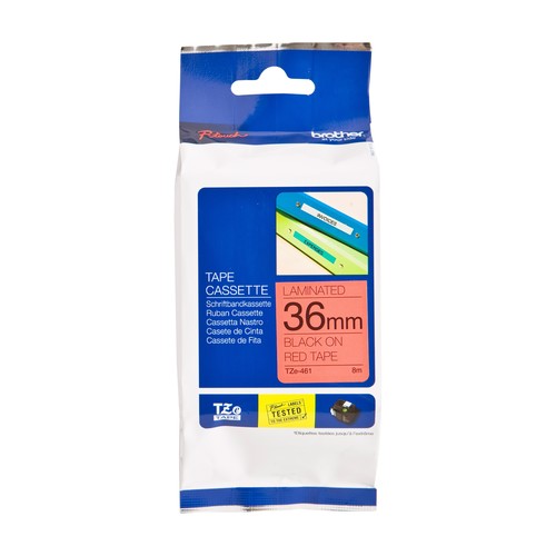 Schriftband laminiert 36mm/8m schwarz auf rot Brother TZe-461 Produktbild Additional View 2 L