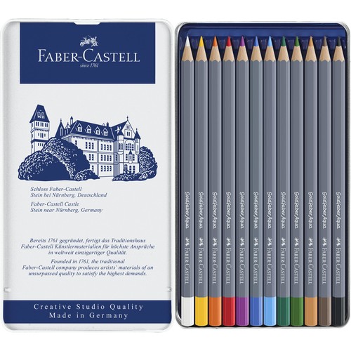 Aquarellstift Goldfaber Aqua Metalletui farbig sortiert Faber Castell 114612 (ETUI=12 STÜCK) Produktbild Additional View 1 L