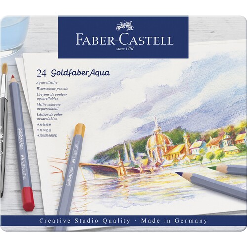 Aquarellstift Goldfaber Aqua Metalletui farbig sortiert Faber Castell 114624 (ETUI=24 STÜCK) Produktbild