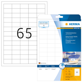 Etiketten Inkjet+Laser+Kopier 38,1x21,2mm auf A4 Bögen weiß Herma 4388 (PACK=1625 STÜCK) Produktbild