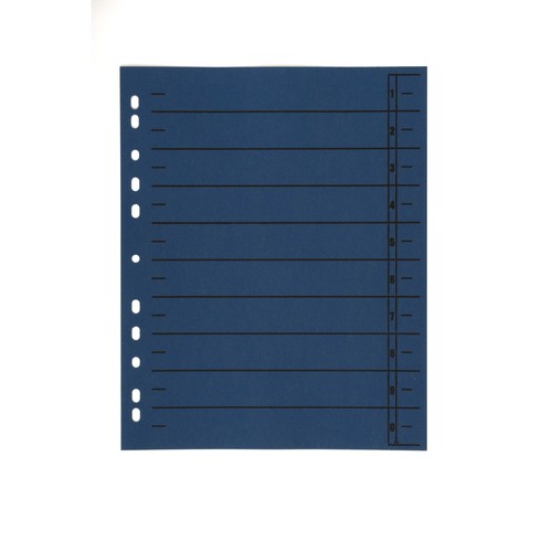 Trennblätter mit abschneidbaren Taben A4 240x300mm blau vollfarbig Karton BestStandard (PACK=100 STÜCK) Produktbild Front View L
