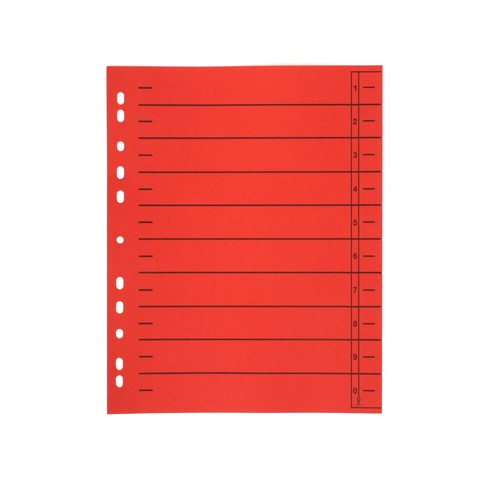 Trennblätter mit abschneidbaren Taben A4 240x300mm rot vollfarbig Karton BestStandard (PACK=100 STÜCK) Produktbild Front View L