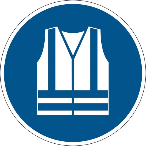 Sicherheitskennzeichen Warnweste benutzen M015 nach ISO 7010 Ø 43cm blau Durable 1735-06 Produktbild Front View L