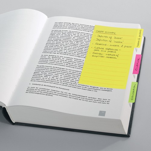 Haftmarker Tab 98x148mm mit großem Notizfeld 3 Farben sortiert Sigel HN206 (PACK=42 STÜCK) Produktbild Additional View 3 L