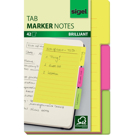 Haftmarker Tab 98x148mm mit großem Notizfeld 3 Farben sortiert Sigel HN206 (PACK=42 STÜCK) Produktbild