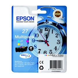 Tintenpatronen 27 Mulitpack für Epson WF3620/7110DTW/7600 3x3,6ml magenta, yellow, cyan Epson T270540 (PACK=3 STÜCK) Produktbild