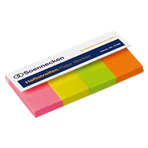 Haftstreifen Page Marker 20x50mm 4 Farben Soennecken 5788 (PACK=200 STÜCK) Produktbild Front View L