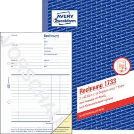 Rechnung für Kleinunternehmer A5 2x40Blatt Mwst nicht ausgewiesen selbstdurchschreibend Zweckform 1733 Produktbild