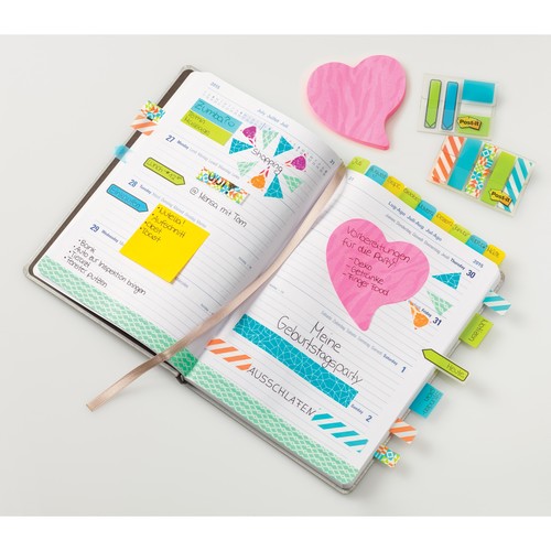 Haftstreifen Post-it Index Mini Geo Collection durchgefärbt 11,9x43,2mm 5 Farben 3M 684-GEO5 (PACK=5x20 STÜCK) Produktbild Additional View 3 L