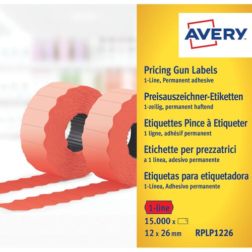 Auszeichnungsetiketten permanent 26x12mm 1-zeilig rot Zweckform RPLP 1226 (PACK=15000 ETIKETTEN) Produktbild