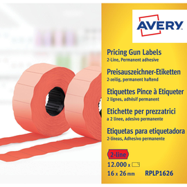 Auszeichnungsetiketten permanent 26x16mm 2-zeilig rot Zweckform RPLP 1626 (PACK=12000 ETIKETTEN) Produktbild