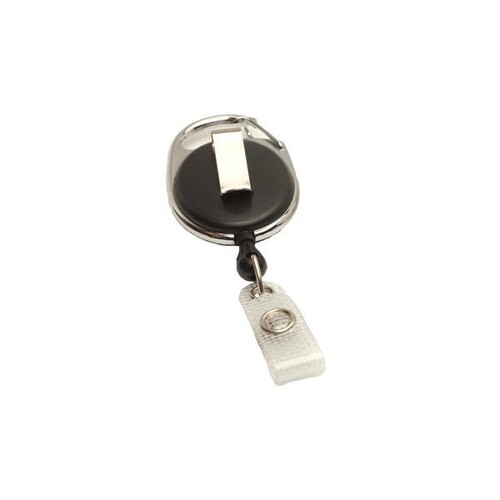 Jojo-Ausweishalter mit Gewebelasche/ Gürtelschlaufe Ø40mm schwarz Nr. 30 mit 80cm Nylonschnur Produktbild Front View L