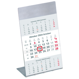 Dreimonatskalender 2024 auf Metall- ständer 9,5x19,5cm weiß/grau Zettler 980-6100 Produktbild