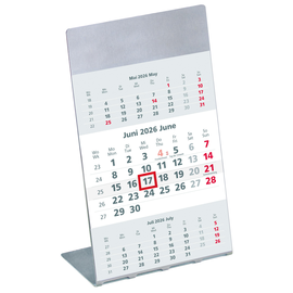 Dreimonatskalender 2026 auf Metall- ständer 9,5x19,5cm weiß/grau Zettler 980-6100 Produktbild