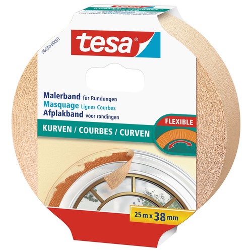 Klebeband Malerkrepp für Kurven 38mm x 25m chamois Tesa 56534-00001-02 (RLL=25 METER) Produktbild Additional View 1 L