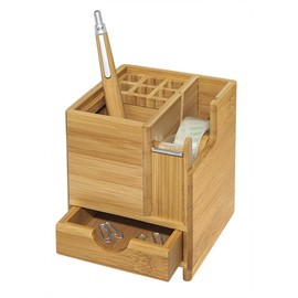Schreibtisch-Organizer Bambus 10,3x10,3x11,7cm mit Klebefilm-Abroller WEDO 611707 Produktbild