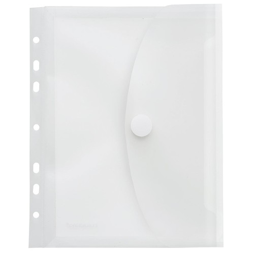 Dokumententasche A5 mit Dehnfalte 20mm Abheftrand und Klettverschluss farblos PP FolderSys 40159-04 Produktbild Front View L