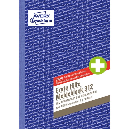 Erste Hilfe Meldeblock zum Nachtrag in das Verbandbuch A5 50Blatt Zweckform 312 Produktbild Additional View 1 L