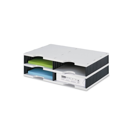 Sortierstation styrodoc duo mit 4 Fächern grau/schwarz Styro 268-0202.98 Produktbild Front View L