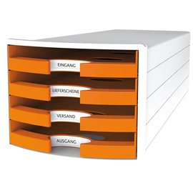 Schubladenbox IMPULS 4 Schübe offen 294x235x368mm Gehäuse weiß Schübe Trend orange HAN 1013-51 Produktbild