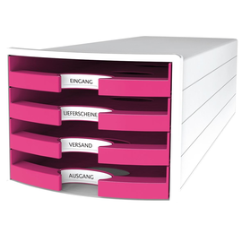 Schubladenbox IMPULS 4 Schübe offen 294x235x368mm Gehäuse weiß Schübe Trend pink HAN 1013-56 Produktbild