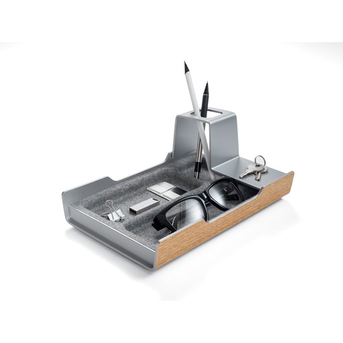 Schreibtisch-Organizer smartstyle 240x150x36mm Metallic-Holz mit Filz Acryl Sigel SA400 Produktbild Additional View 1 L