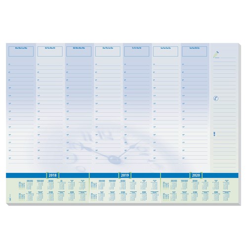 Schreibunterlage Time mit Wochenplan, Stundenplan und 3-Jahres Kalender 595x410mm 30Blatt Papier Sigel HO350 Produktbild