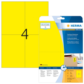 Etiketten Inkjet+Laser+Kopier 105x148mm auf A4 Bögen gelb ablösbar Herma 4561 (PACK=80 STÜCK) Produktbild