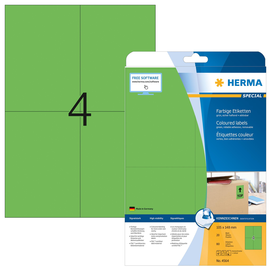 Etiketten Inkjet+Laser+Kopier 105x148mm auf A4 Bögen grün ablösbar Herma 4564 (PACK=80 STÜCK) Produktbild