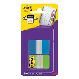 Haftstreifen Post-it Index Strong 25,4x43,2mm 2 Grundfarben transparent 3M 686-AL (PACK=2x 8 STÜCK) Produktbild