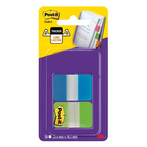 Haftstreifen Post-it Index Strong 25,4x43,2mm 2 Grundfarben transparent 3M 686-AL (PACK=2x 8 STÜCK) Produktbild