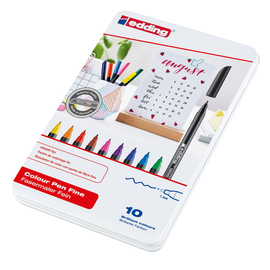 Fasermaler Colorpen 1200/10 S 3mm sortiert Metalletui Edding 4-1200-10 (ETUI=10 STÜCK) Produktbild