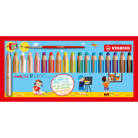 Multitalent-Stift woody 3 in 1 +Spitzer + Pinsel 10mm Mine sortiert Stabilo 880/18-3 (ETUI=18 STÜCK) Produktbild