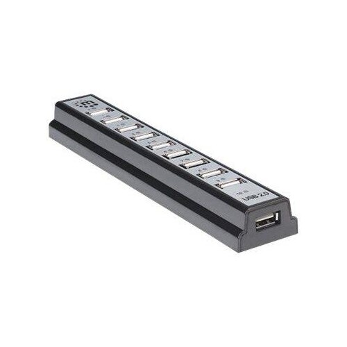 Manhattan USB-A 10-Port Desktop Hub, 10x USB-A Ports, 480 Mbps (USB 2.0) Produktbild Additional View 1 L