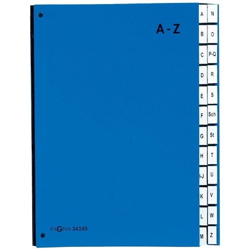 Pultordner 24 Fächer A-Z Sichtlöcher dehnbarer Leinenrücken blau Pappe Pagna 24249-01 Produktbild Additional View 2 L