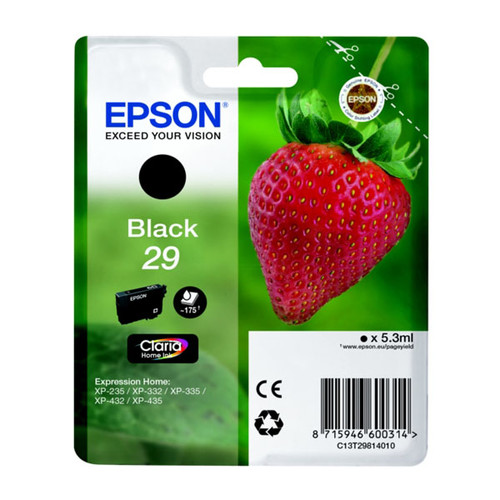 Tintenpatrone 29 für Epson Expression Home XP235/330/430 5,3ml schwarz Epson T298140 Produktbild Front View L
