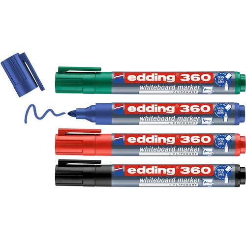 Whiteboardmarker 360/4 S Etui 1,5-3mm Rundspitze sortiert trocken abwischbar Edding 4-360-4-2 (SET=4 STÜCK) Produktbild Additional View 1 L