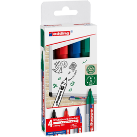 Whiteboardmarker 360/4 S Etui 1,5-3mm Rundspitze sortiert trocken abwischbar Edding 4-360-4-2 (SET=4 STÜCK) Produktbild