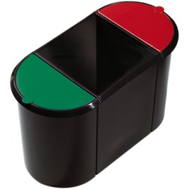 Trio-System-Papierkorb 20l + 9l + 9l schwarz/grün/rot Helit H6103596 Produktbild