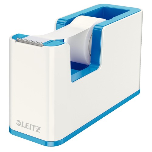Tischabroller WOW Duo Colour befüllbar bis 19mm x 33m weiß/blau metallic ABS-Material Leitz 5364-10-36 Produktbild Front View L