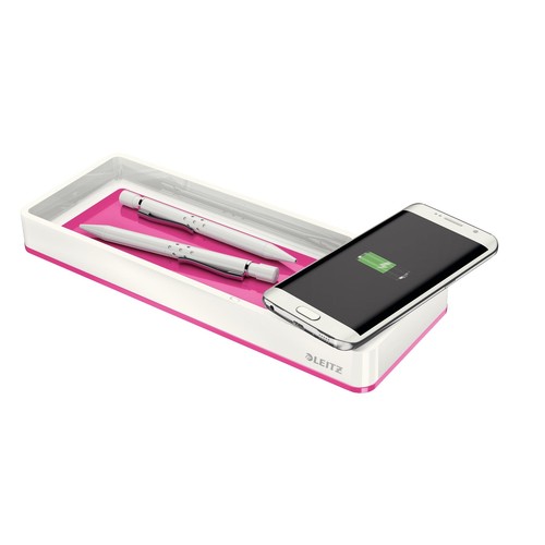 Stifteschale WOW Duo Colour mit Induktionsladegerät weiß/pink metallic Leitz 5365-10-23 Produktbild Additional View 1 L